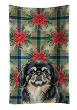 Load image into Gallery viewer, Black and Tan Pekingese Christmas PoinsettIas Kitchen Towel