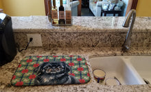 Load image into Gallery viewer, Black Pekingese Christmas PoinsettIas Dish Drying Mat
