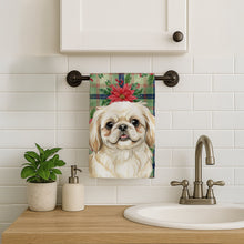 Load image into Gallery viewer, Cream Pekingese Christmas PoinsettIas Kitchen Towel