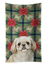 Load image into Gallery viewer, Cream Pekingese Christmas PoinsettIas Kitchen Towel