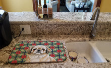 Load image into Gallery viewer, Fawn Pekingese Christmas PoinsettIas Dish Drying Mat