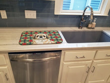 Load image into Gallery viewer, Fawn Pekingese Christmas PoinsettIas Dish Drying Mat