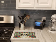 Load image into Gallery viewer, Fawn Pekingese Christmas PoinsettIas Glass Cutting Board