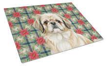 Load image into Gallery viewer, Fawn Pekingese Christmas PoinsettIas Glass Cutting Board
