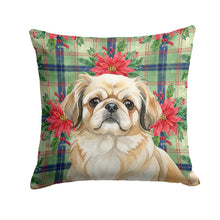 Load image into Gallery viewer, Fawn Pekingese Christmas PoinsettIas Throw Pillow