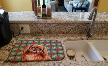 Load image into Gallery viewer, Red Pekingese Christmas PoinsettIas Dish Drying Mat