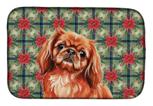 Load image into Gallery viewer, Red Pekingese Christmas PoinsettIas Dish Drying Mat