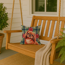 Load image into Gallery viewer, Red Pekingese Christmas PoinsettIas Throw Pillow