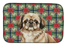 Load image into Gallery viewer, Sable Pekingese Christmas PoinsettIas Dish Drying Mat