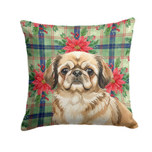 Load image into Gallery viewer, Sable Pekingese Christmas PoinsettIas Throw Pillow