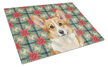 Load image into Gallery viewer, Corgi Christmas PoinsettIas Glass Cutting Board