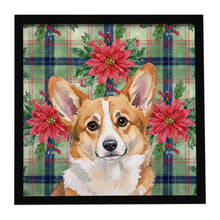 Load image into Gallery viewer, Corgi Christmas PoinsettIas Framed Metal Print