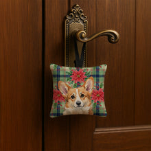 Load image into Gallery viewer, Corgi Christmas PoinsettIas Hanging Square Fabric Ornament 3.5 x 3.5