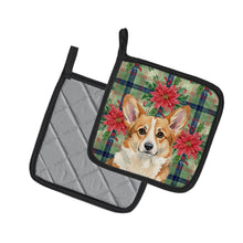 Load image into Gallery viewer, Corgi Christmas PoinsettIas Pair of Pot Holders