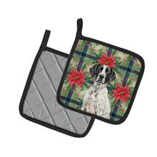 Load image into Gallery viewer, Black and White Pointer Christmas PoinsettIas Pair of Pot Holders