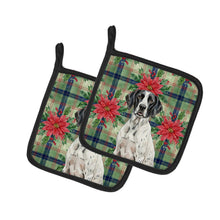 Load image into Gallery viewer, Black and White Pointer Christmas PoinsettIas Pair of Pot Holders