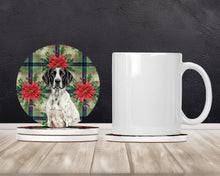 Load image into Gallery viewer, Black and White Pointer Christmas PoinsettIas Large Sandstone Coasters Pack of 4