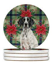 Load image into Gallery viewer, Black and White Pointer Christmas PoinsettIas Large Sandstone Coasters Pack of 4