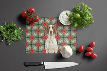 Load image into Gallery viewer, Liver and White Pointer Christmas PoinsettIas Glass Cutting Board