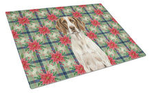 Load image into Gallery viewer, Liver and White Pointer Christmas PoinsettIas Glass Cutting Board