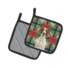 Load image into Gallery viewer, Liver and White Pointer Christmas PoinsettIas Pair of Pot Holders