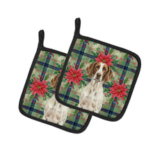Load image into Gallery viewer, Liver and White Pointer Christmas PoinsettIas Pair of Pot Holders