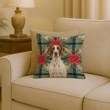 Load image into Gallery viewer, Liver and White Pointer Christmas PoinsettIas Throw Pillow