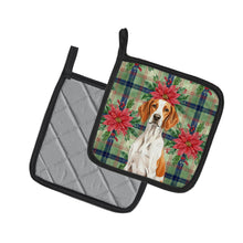 Load image into Gallery viewer, Orange and White Pointer Christmas PoinsettIas Pair of Pot Holders