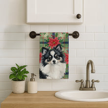 Load image into Gallery viewer, Black and White Pomeranian Christmas PoinsettIas Kitchen Towel