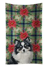 Load image into Gallery viewer, Black and White Pomeranian Christmas PoinsettIas Kitchen Towel