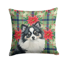 Load image into Gallery viewer, Black and White Pomeranian Christmas PoinsettIas Throw Pillow