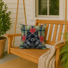 Load image into Gallery viewer, Black Pomeranian Christmas PoinsettIas Throw Pillow