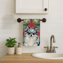 Load image into Gallery viewer, Blue Merle Pomeranian Christmas PoinsettIas Kitchen Towel