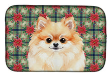 Load image into Gallery viewer, Pomeranian Christmas PoinsettIas Dish Drying Mat