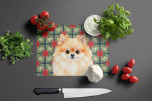 Load image into Gallery viewer, Pomeranian Christmas PoinsettIas Glass Cutting Board