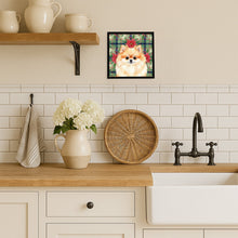 Load image into Gallery viewer, Pomeranian Christmas PoinsettIas Framed Metal Print