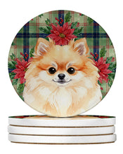 Load image into Gallery viewer, Pomeranian Christmas PoinsettIas Large Sandstone Coasters Pack of 4