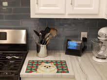 Load image into Gallery viewer, Cream Pomeranian Christmas PoinsettIas Glass Cutting Board