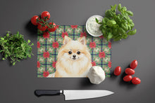 Load image into Gallery viewer, Cream Pomeranian Christmas PoinsettIas Glass Cutting Board