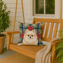 Load image into Gallery viewer, Cream Pomeranian Christmas PoinsettIas Throw Pillow