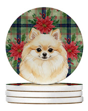 Load image into Gallery viewer, Cream Pomeranian Christmas PoinsettIas Large Sandstone Coasters Pack of 4