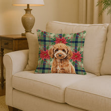 Load image into Gallery viewer, Miniature Apricot Poodle Christmas PoinsettIas Throw Pillow