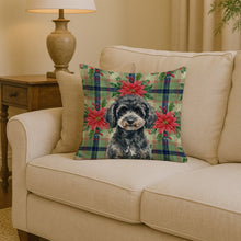 Load image into Gallery viewer, Miniature Black Poodle Christmas PoinsettIas Throw Pillow