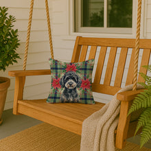 Load image into Gallery viewer, Miniature Black Poodle Christmas PoinsettIas Throw Pillow