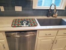 Load image into Gallery viewer, Miniature Parti Poodle Christmas PoinsettIas Dish Drying Mat
