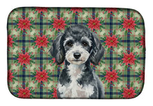 Load image into Gallery viewer, Miniature Parti Poodle Christmas PoinsettIas Dish Drying Mat