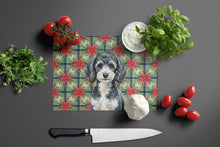 Load image into Gallery viewer, Miniature Parti Poodle Christmas PoinsettIas Glass Cutting Board