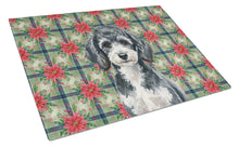 Load image into Gallery viewer, Miniature Parti Poodle Christmas PoinsettIas Glass Cutting Board