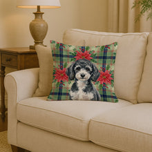 Load image into Gallery viewer, Miniature Parti Poodle Christmas PoinsettIas Throw Pillow