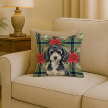 Load image into Gallery viewer, Miniature Parti Poodle Christmas PoinsettIas Throw Pillow